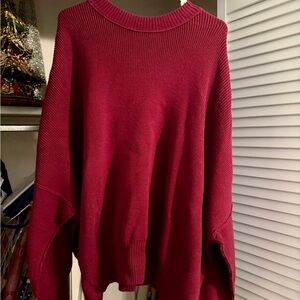 Free People Burgundy Crew Neck Sweater